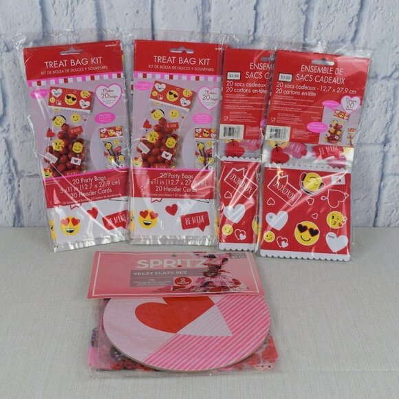 Valentine Bundle Treat Plate Set Treat Bag Kits - Picture 1 of 10